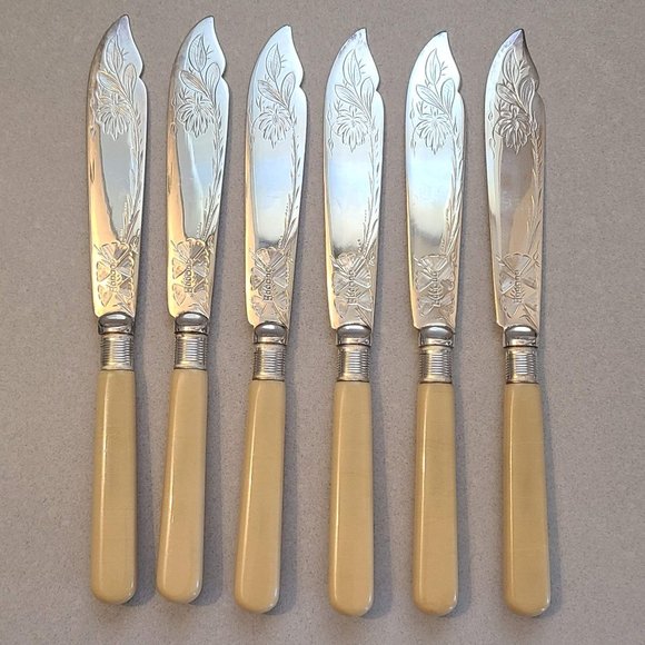 Silver Plated Fishbone Knife & Fork Set - Picture 10 of 10